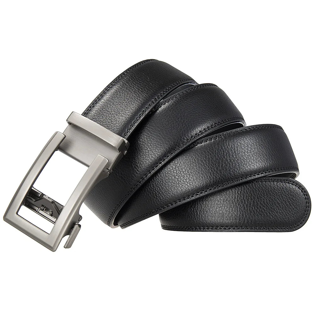 Men's Genuine Leather Business Belt – Luxury Buckle Finish