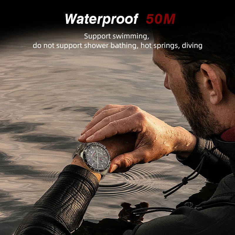 NORTH EDGE Longwings Solar Pilot Watch — Men's Chronograph, Stainless Steel, 50M Water Resistant