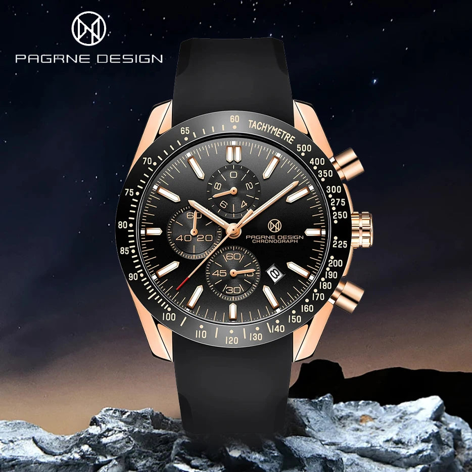 Pagani Design PG-5140 Men's Chronograph Watch | Luminous | Silicone Strap | 3ATM