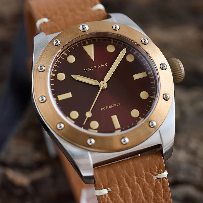 BALTANY B4030 Bronze Automatic Watch – Seiko NH38, Sapphire Crystal, 200m Water Resistant