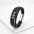 European And American Popular Stainless Steel Leather Bracelet Men's Multilayer Woven Leather Bracelet
