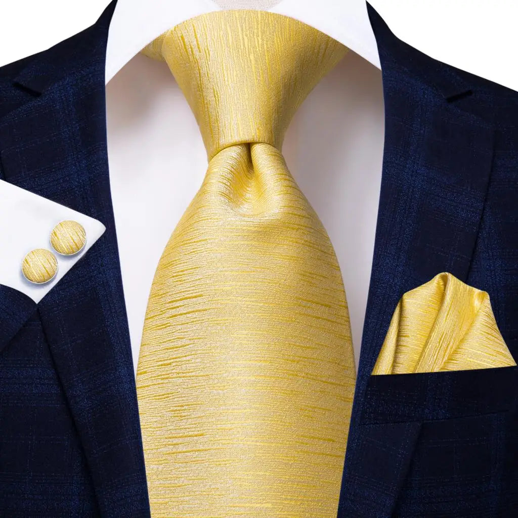 Hi-Tie Men's Necktie, Pocket Square & Cufflinks Set — Formal & Wedding