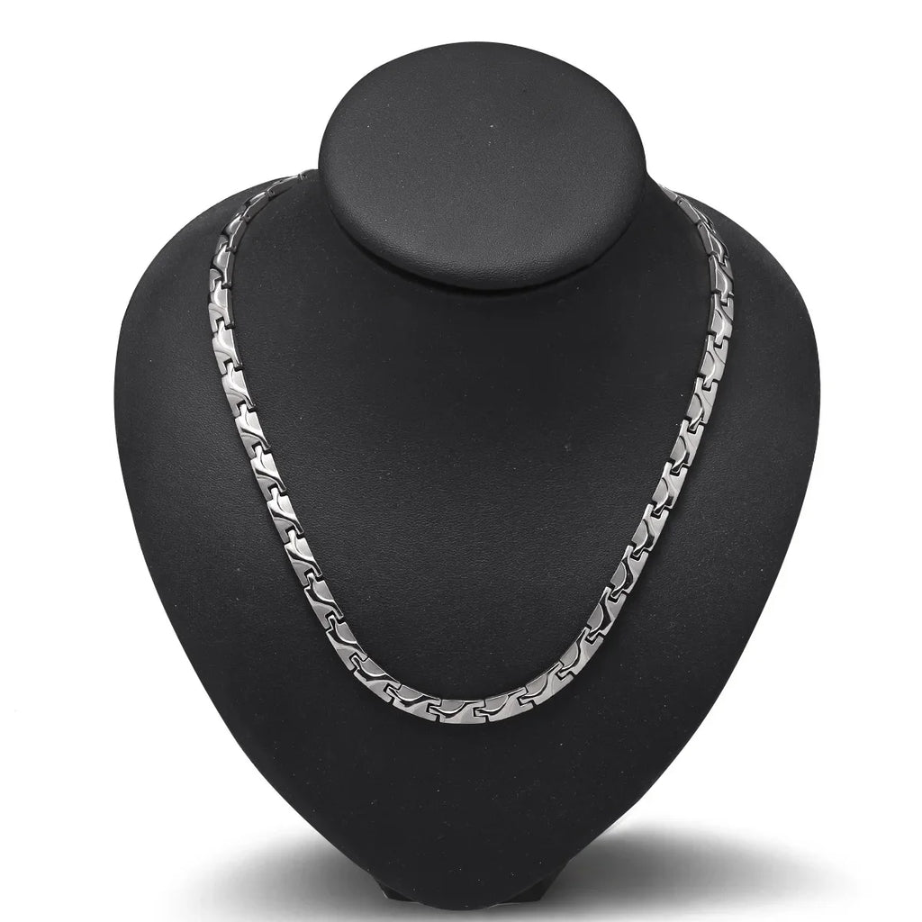ARADOO Titanium Steel Men's Necklace Collar Simple Design Stainless Steel Magnetic Necklaces