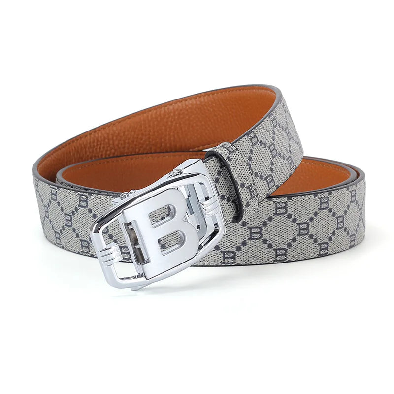 Men's Split Leather Belt – Designer Letter Buckle, 6 Colours
