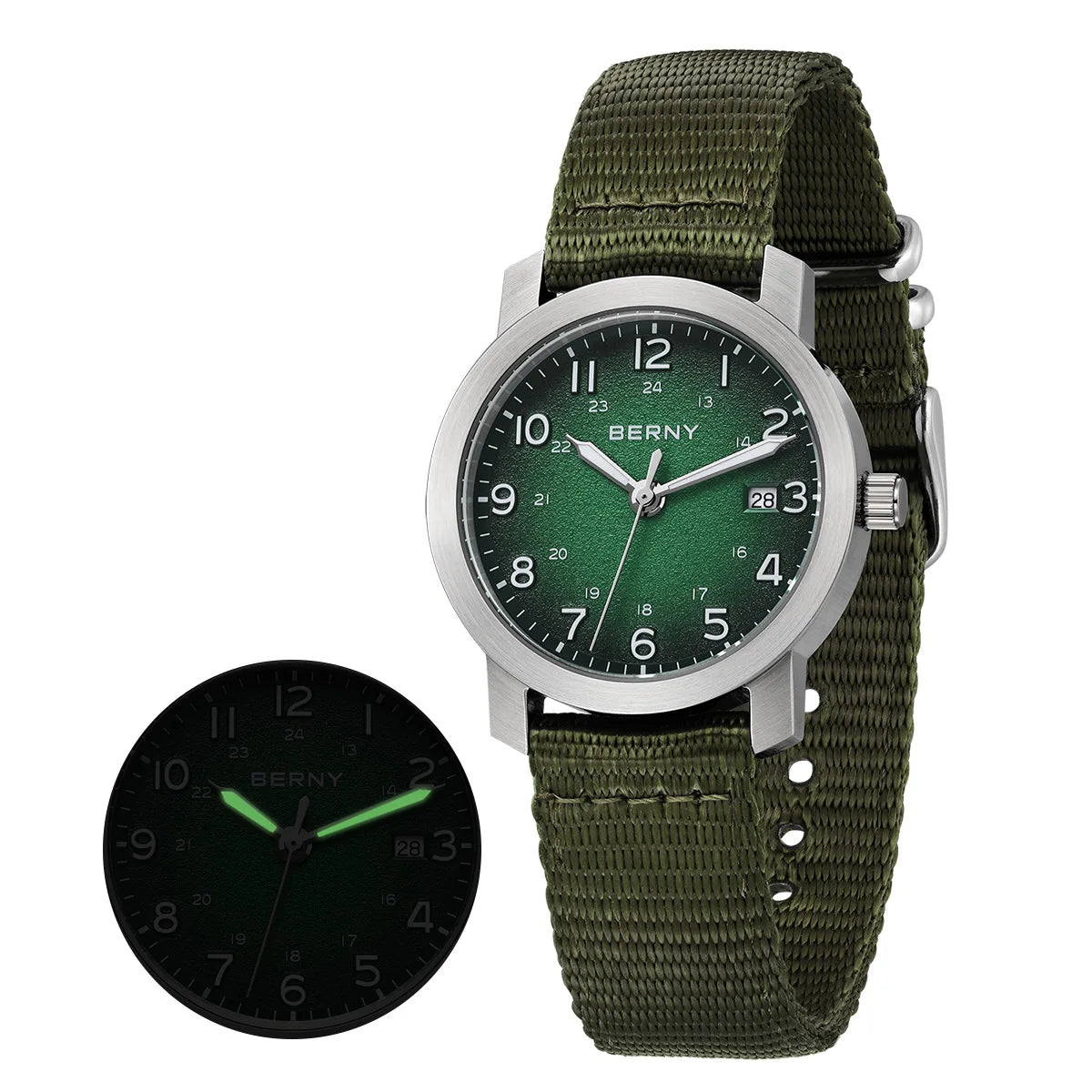 BERNY 2498M Men's Quartz Watch | Miyota GM12 | 35.5mm | Nylon Strap