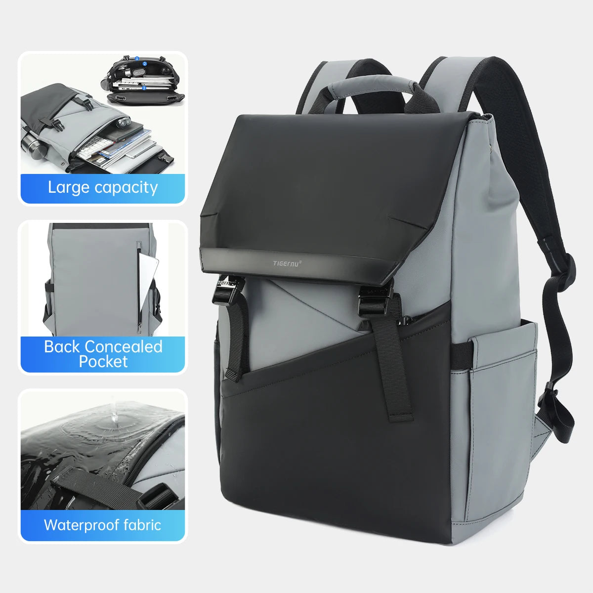 Tigernu TPU Fashion Backpack – Slim 16L, Anti-Theft, Waterproof, 15.6" Laptop