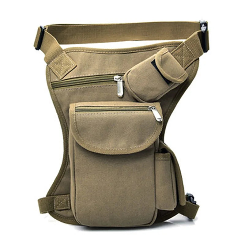 Men's Canvas Drop Leg & Waist Bag – Belt Fanny Pack for Cycling & Motorcycle