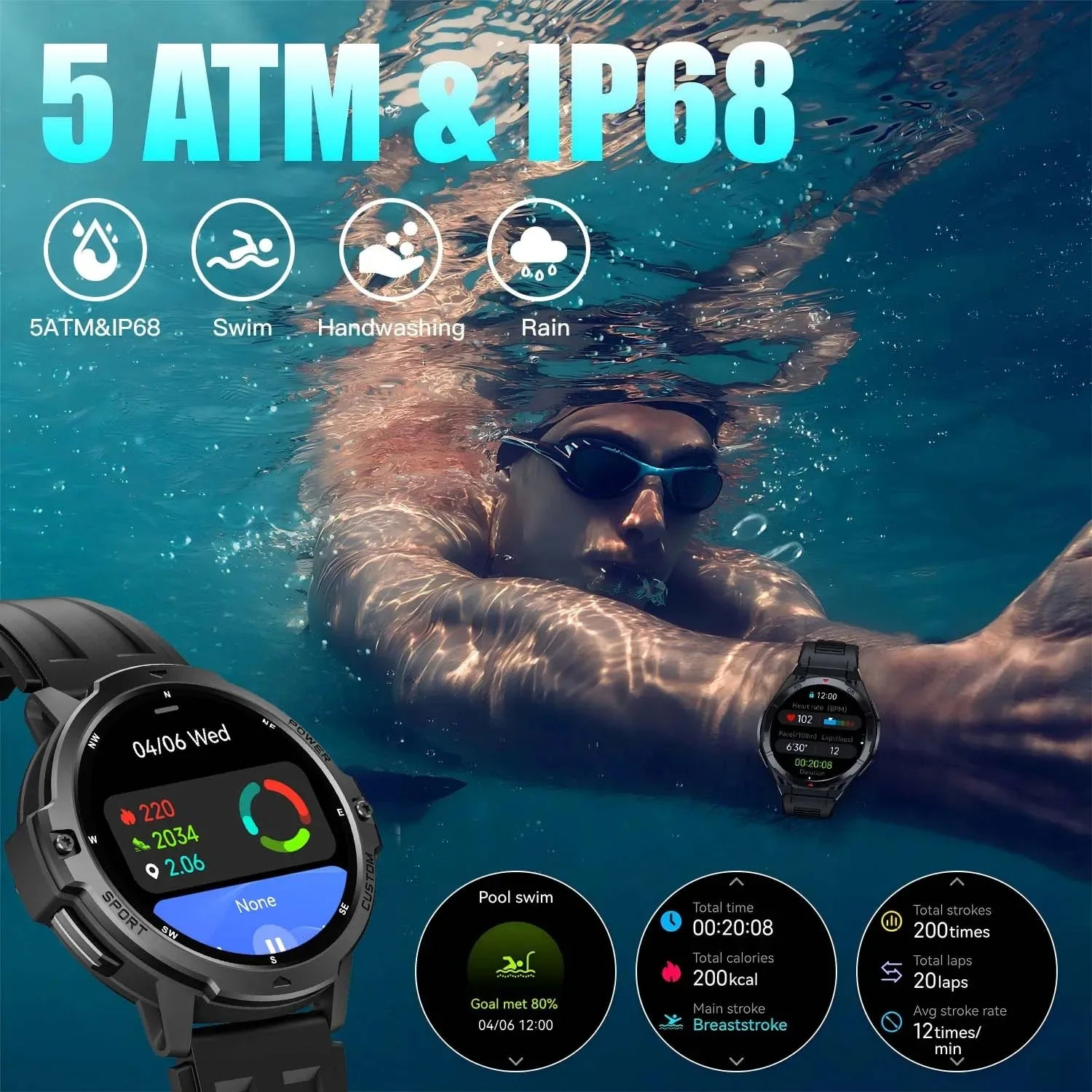Hiwego GPS Outdoor Smartwatch | 1.46" AMOLED, Barometric Altimeter, Compass & 5ATM