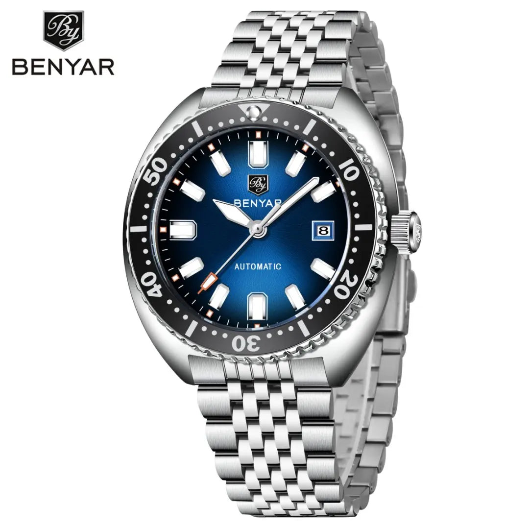BENYAR BY-5211 Automatic Watch – Tonneau Case, Luminous Dial, Day Display, 50m Water Resistant