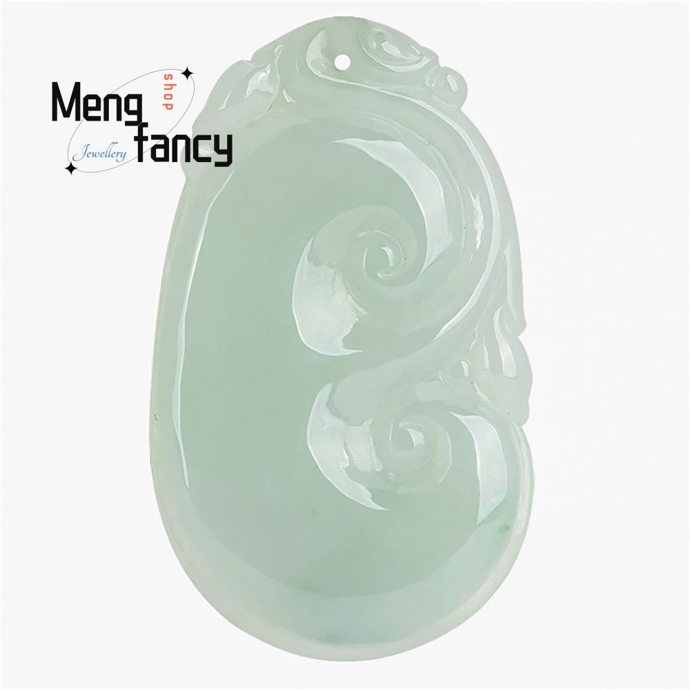Natural A Goods Jade Ruyi Pendant Ice Jade Pendant Flower Men's Necklace Women's Jade Pendant Luxury Necklace Fashion Jewelry