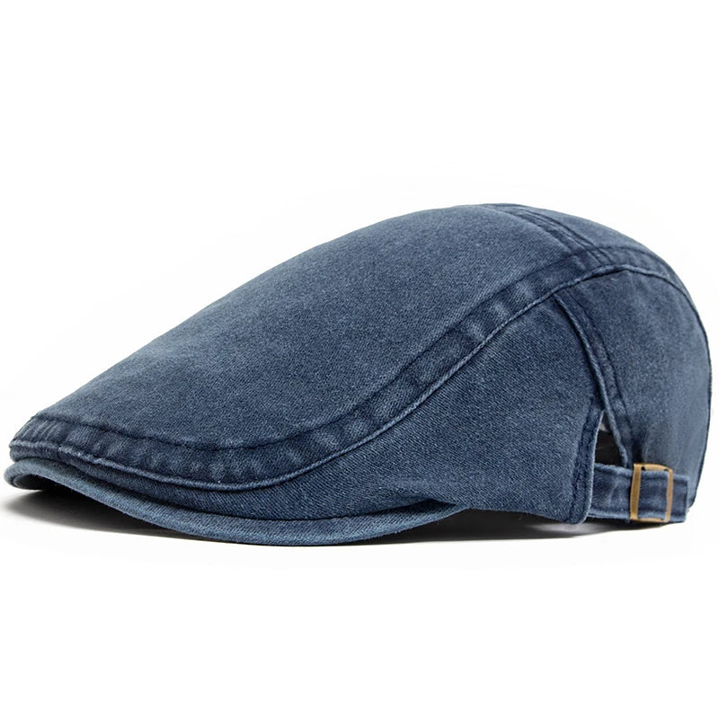 Vintage Cotton Flat Visor Beret — Unisex Adjustable Cap