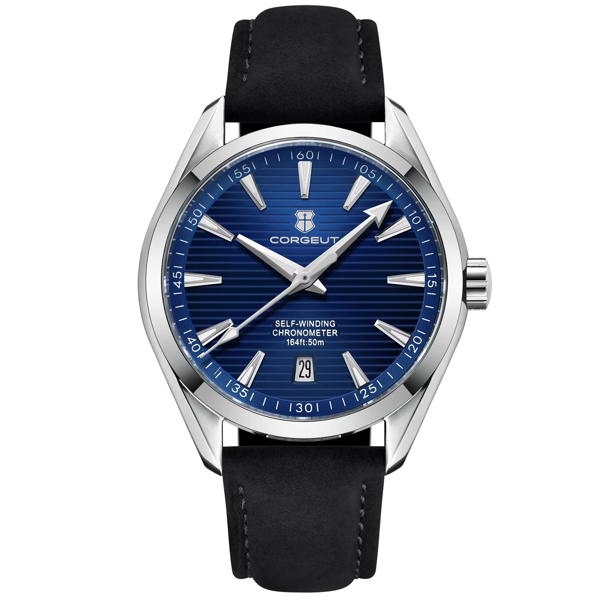 CORGEUT 41mm Automatic Watch – Seiko NH35, Sapphire Crystal, Exhibition Caseback, 50m Water Resistant