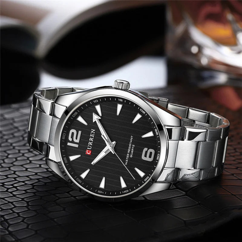 Curren 8434 Men's Business Quartz Watch | Stainless Steel | Luminous Hands