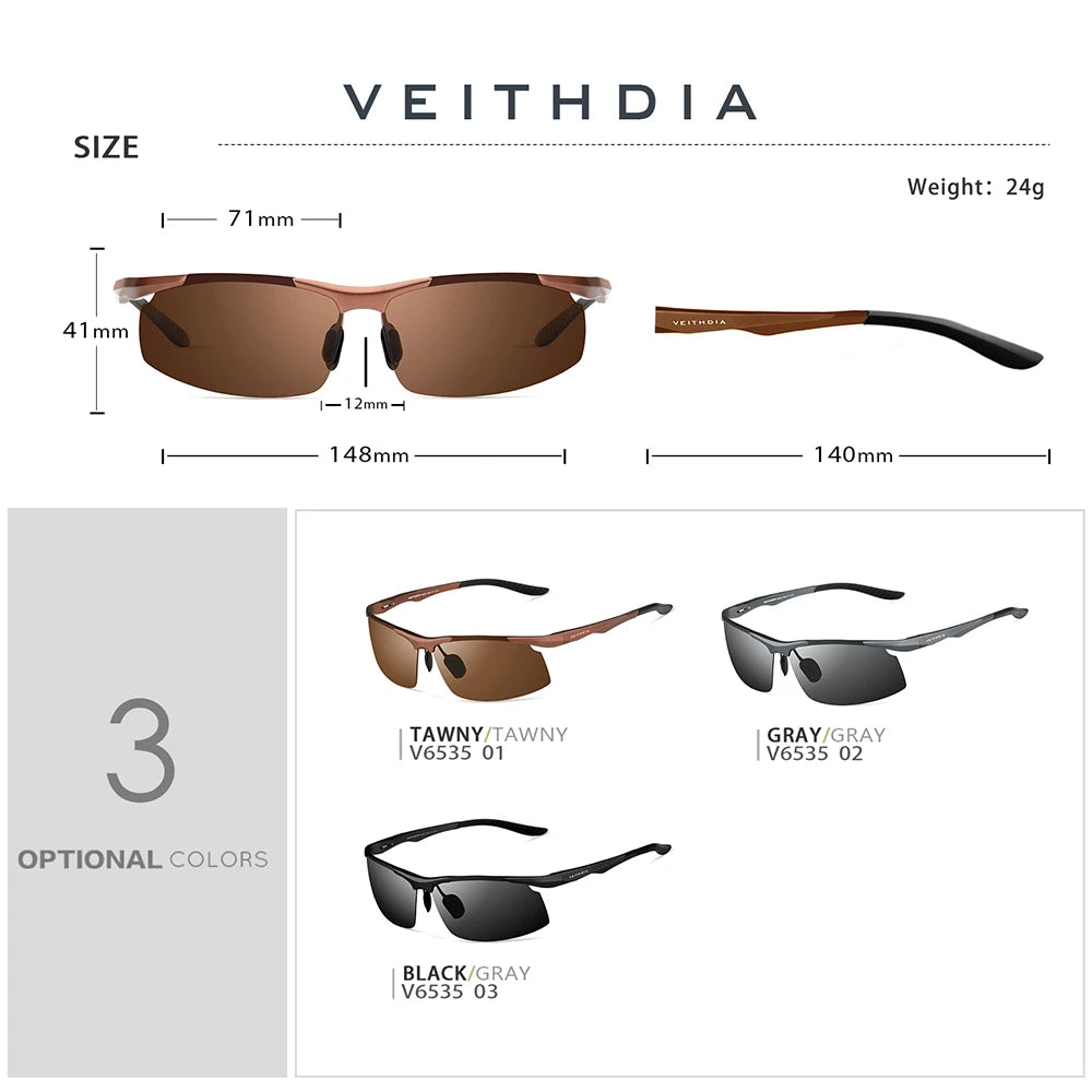 VEITHDIA Rimless Sunglasses | Aluminium Frame | Polarized UV400