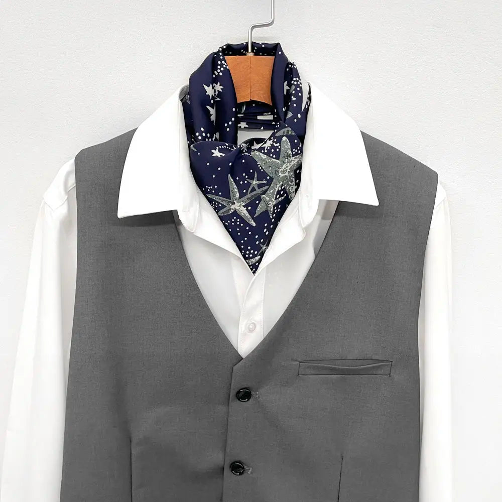 Men's British Style Silk-Touch Neck Scarf | Geometric Pattern