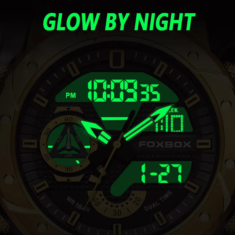 LIGE FB0056 Men's Dual Display Sport Watch | Military Style | 5ATM | Chronograph