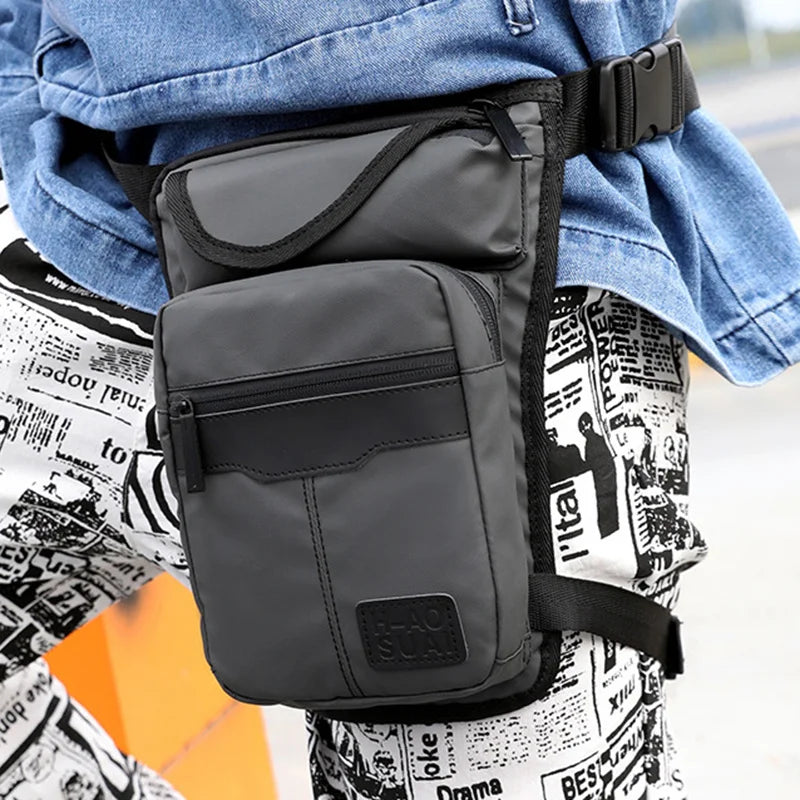 Men's Nylon Drop Leg Bag – Waterproof Motorcycle Thigh & Waist Pack