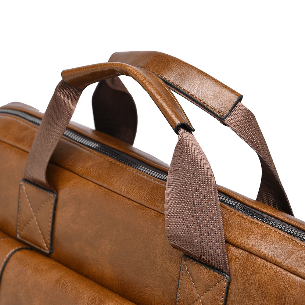 Men's Slim PU Leather Briefcase | Large Capacity Crossbody & Shoulder Tote