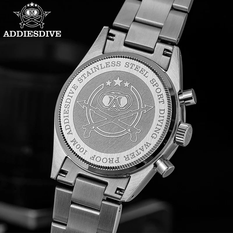 ADDIESDIVE AD2552 Vintage Racing Chronograph Watch | Japanese Quartz | 100M Water Resistant
