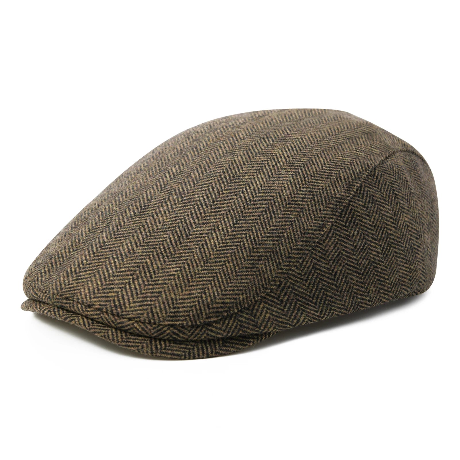 Men's Herringbone Flat Cap – Wool Blend