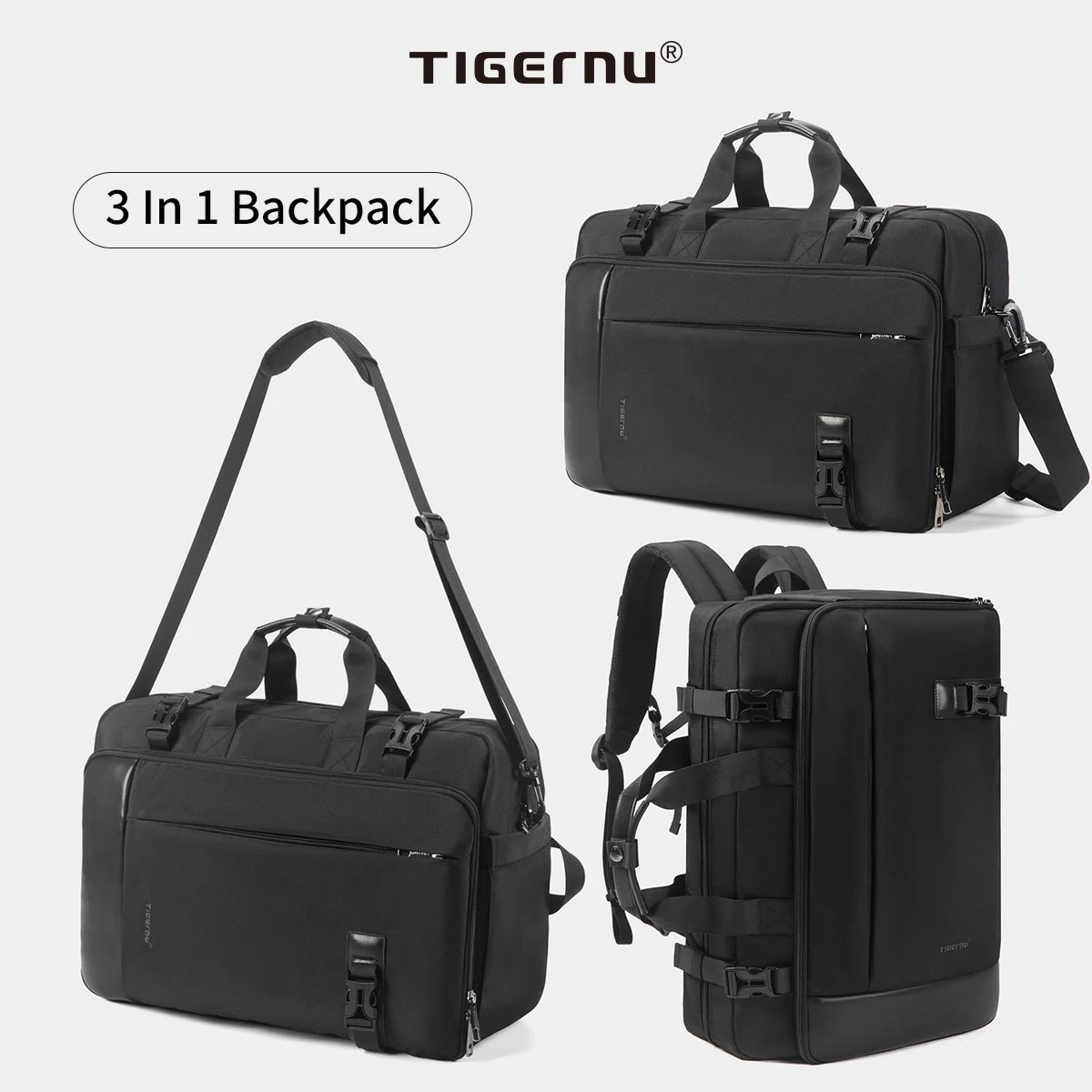 Tigernu 3-in-1 Travel Backpack – 25L, 17" Laptop, Backpack, Handbag & Crossbody