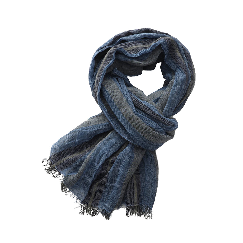 Men's Cotton Linen Striped Scarf