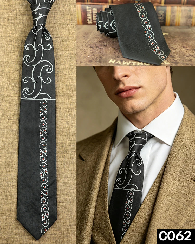 Men's Rhinestone Silk Jacquard Necktie – Paisley & Geometric | High-End