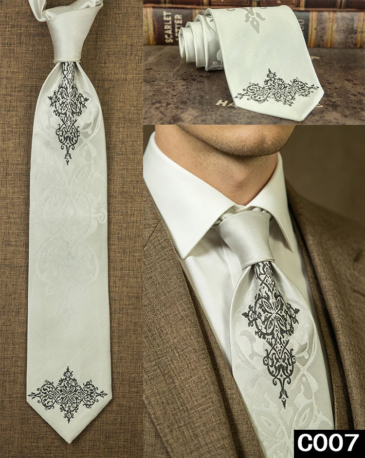 Men's Rhinestone Silk Jacquard Necktie – Paisley & Geometric | High-End