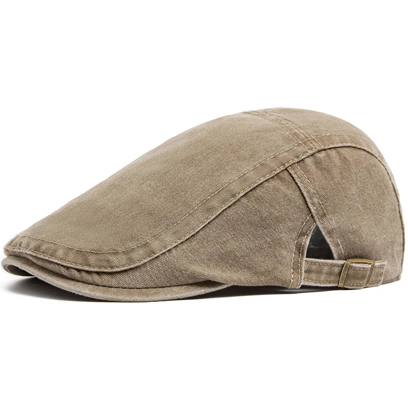 Vintage Cotton Flat Visor Beret — Unisex Adjustable Cap