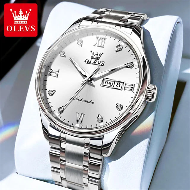 OLEVS-Original Mechanical Watch for Men Solid Textured Watchstrap Waterproof Men's Watches Classic Business Automatic Man Watch