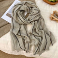 Cotton Linen Striped Scarf – Oversized 200cm, Neutral Tones