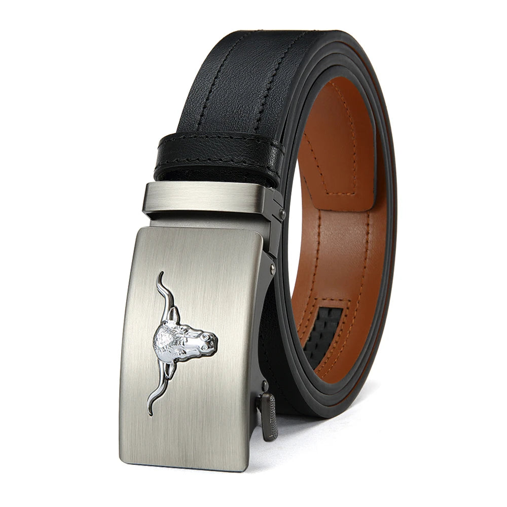 JACNAIP Men's Automatic Buckle Belt — PU Leather, Metal Buckle