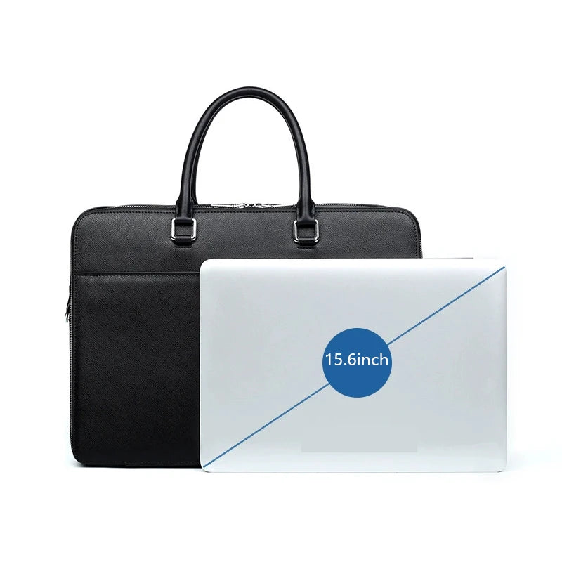 Vintage Split Leather Briefcase — Executive Laptop & Document Bag