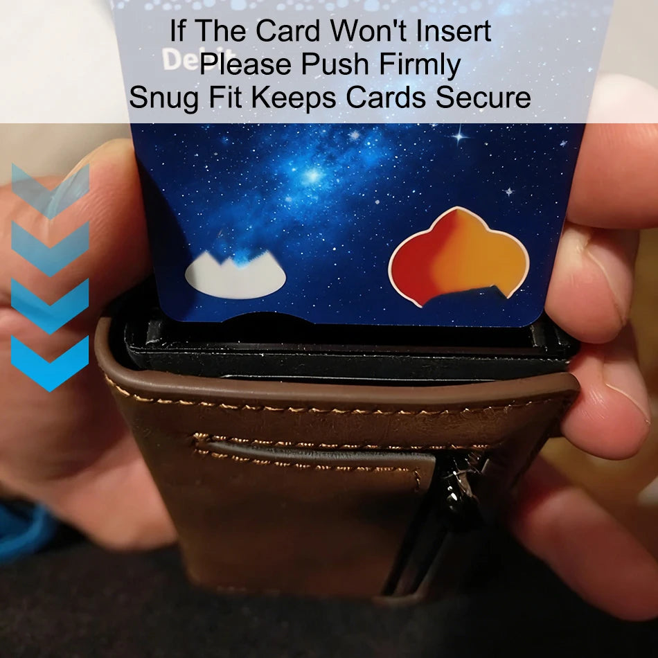 RFID Pop-Up Card Holder | Aluminium & Leather | Minimalist Wallet