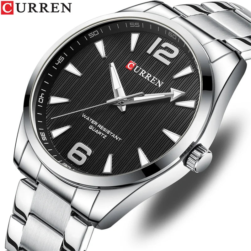 Curren 8434 Men's Business Quartz Watch | Stainless Steel | Luminous Hands