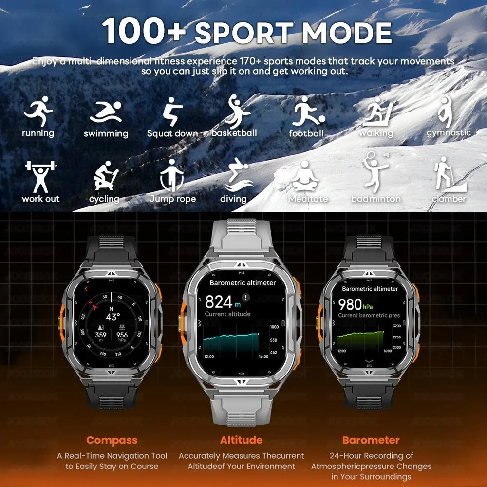 GPS Outdoor Smartwatch | 1.96" AMOLED, 5ATM 50m, Barometric Altimeter & Compass