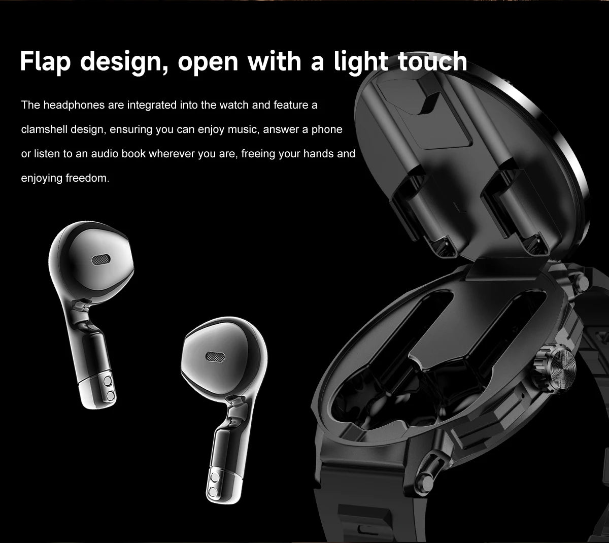 2-in-1 Smartwatch & Bluetooth Earbuds | NFC, GPS Tracking, Heart Rate & Music