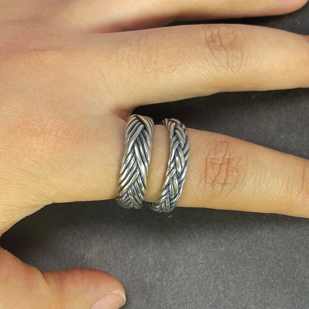 S925 Sterling Silver Braided Ring — Viking Band