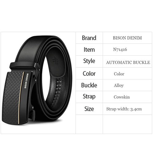 BISON DENIM Genuine Leather Automatic Buckle Belt
