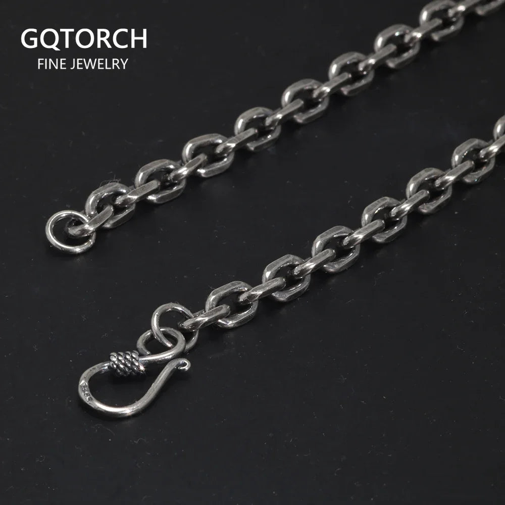 Real Pure 925 Sterling Silver 2.5 3 4 5mm Cable Link Chain Necklaces For Men And Women Vintage Viking Link Chain Punk Jewellery