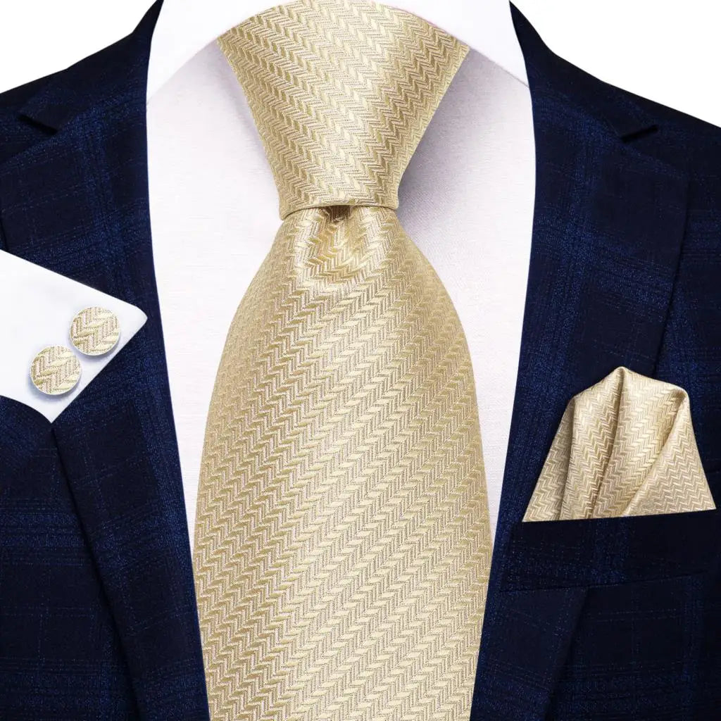 Hi-Tie Men's Necktie, Pocket Square & Cufflinks Set — Formal & Wedding