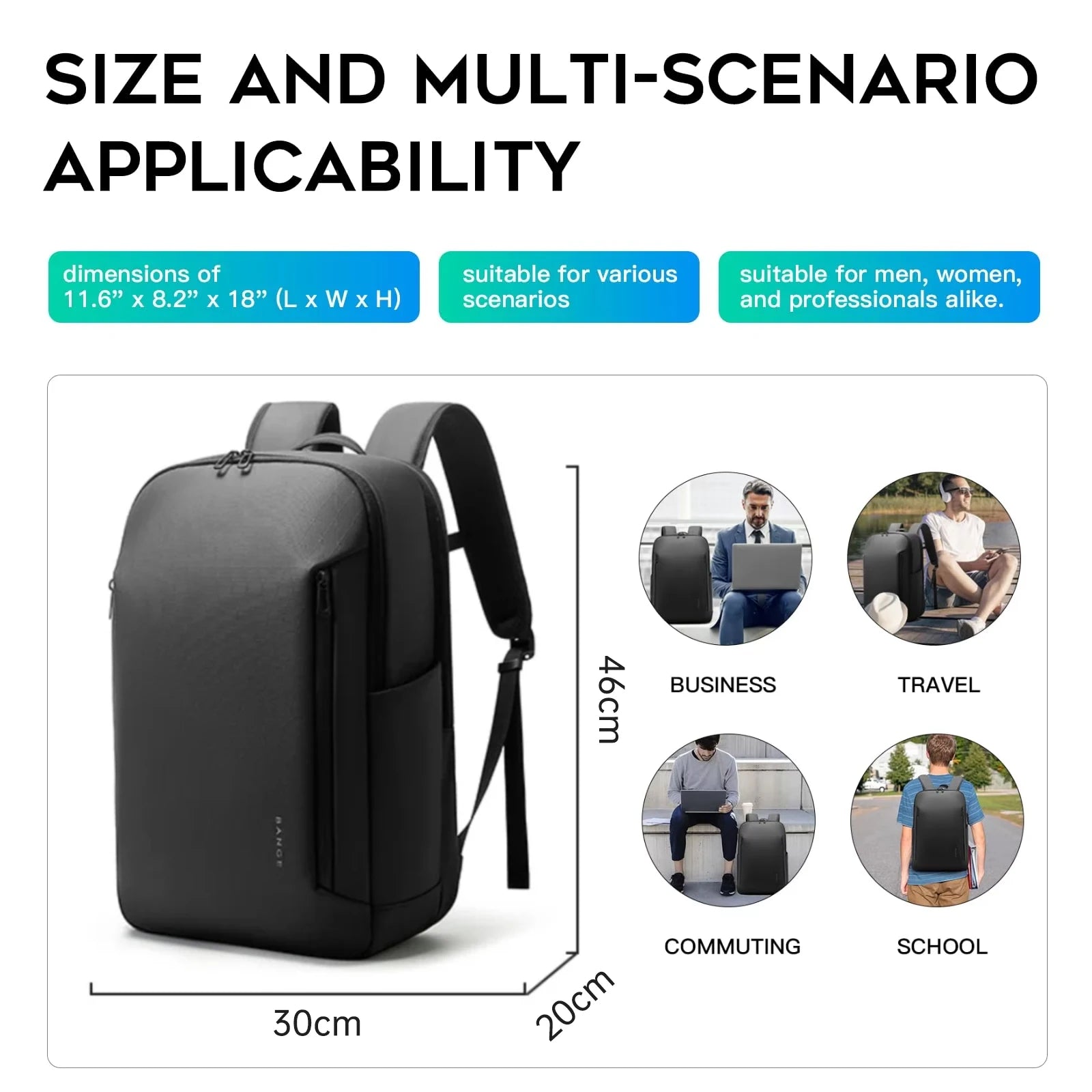 Bange BG-3057 Laptop Backpack – 46L Multi-Pocket, Waterproof, 15.6"