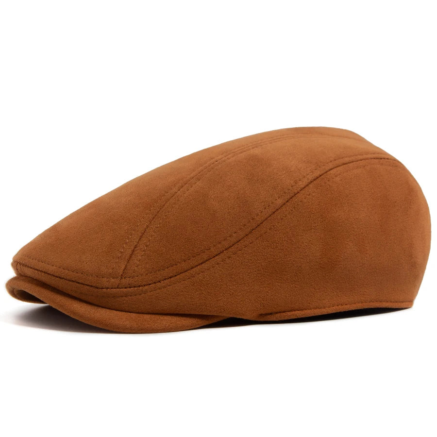 Men's Suede Beret – Flat Visor Cap