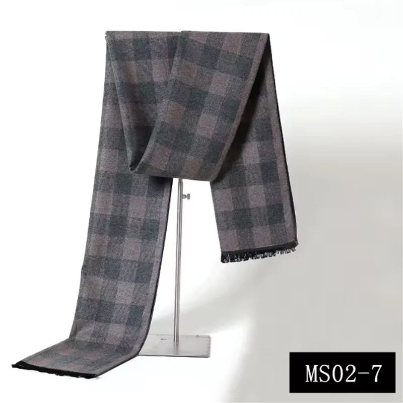 Men's Plaid Winter Scarf – Cashmere-Blend, 180cm, 14 Colourways