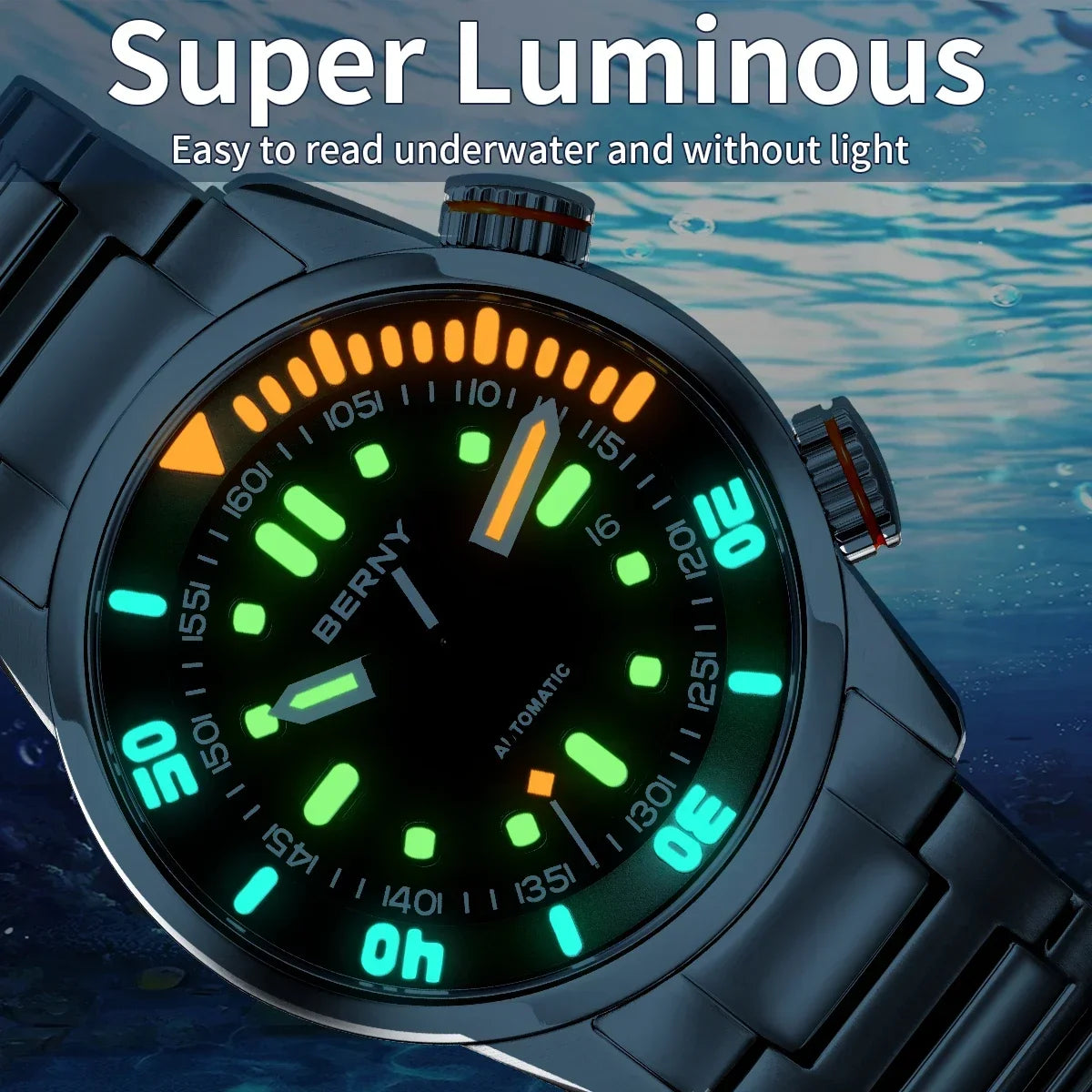 BERNY AM339M Automatic Dive Watch – Miyota 8215, Sapphire Crystal, 200m Water Resistant