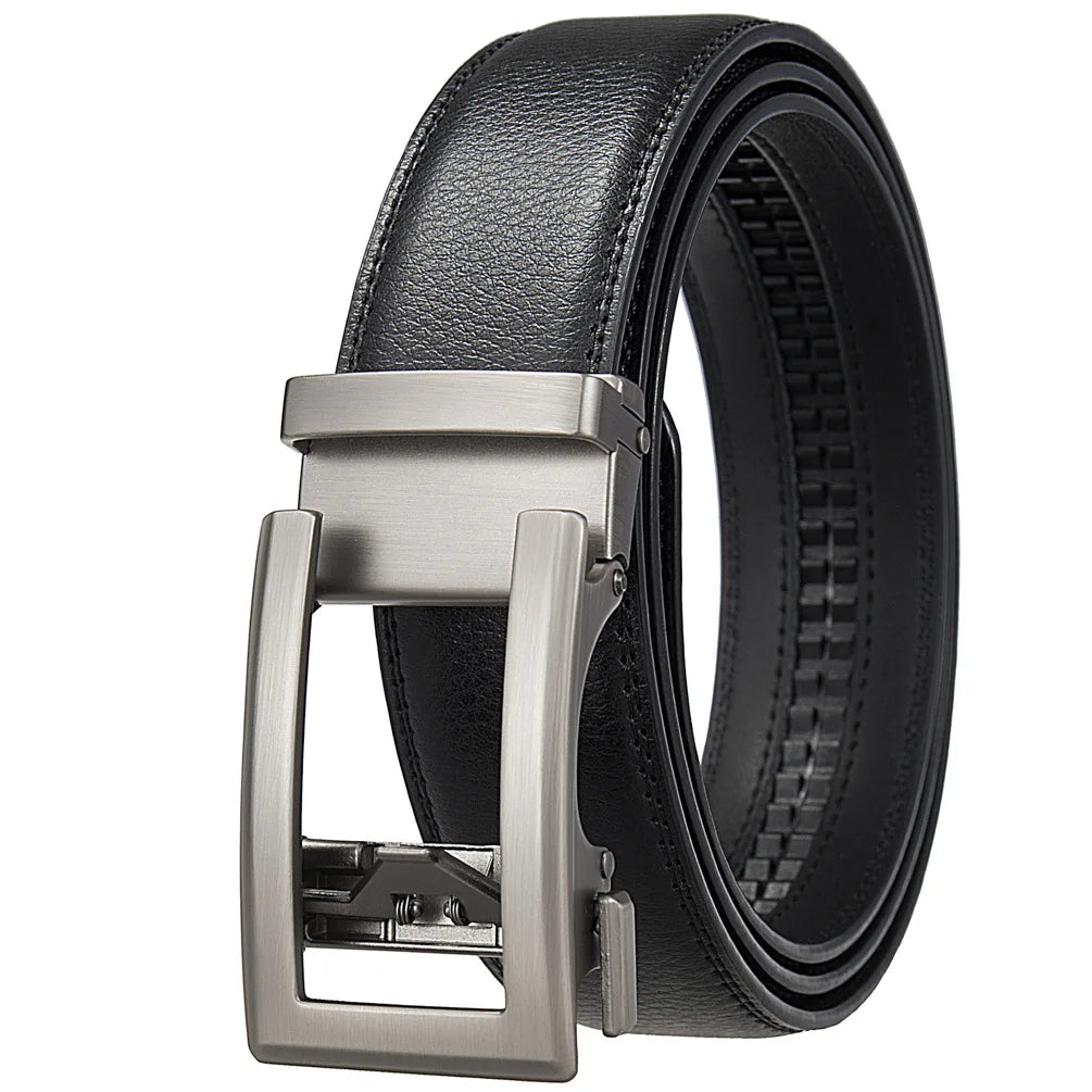 Men's Genuine Leather Business Belt – Luxury Buckle Finish