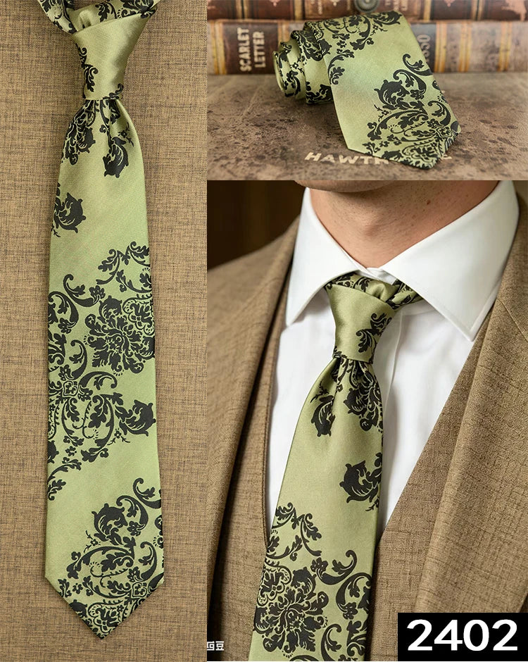 Men's 100% Silk Jacquard Necktie – Geometric, Floral, Checked & Solid