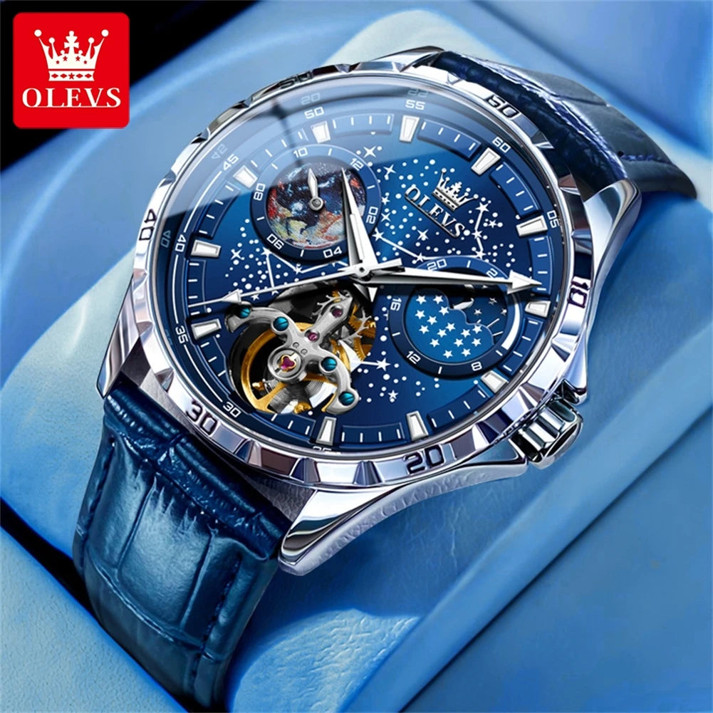 OLEVS 6689 Men's Automatic Watch | Moon Phase | Luminous | Stainless Steel