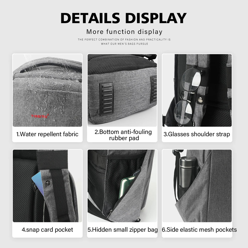 Tigernu Anti-Theft Backpack – 15.6" Laptop, USB Charging Port, Waterproof Oxford