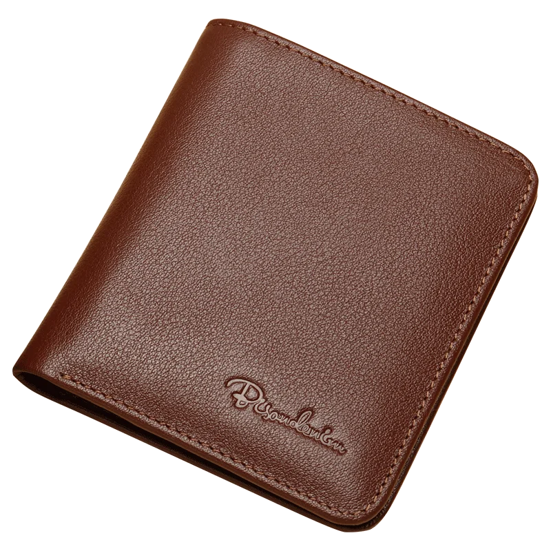 BISON DENIM Top-Layer Leather Slim Bifold Wallet